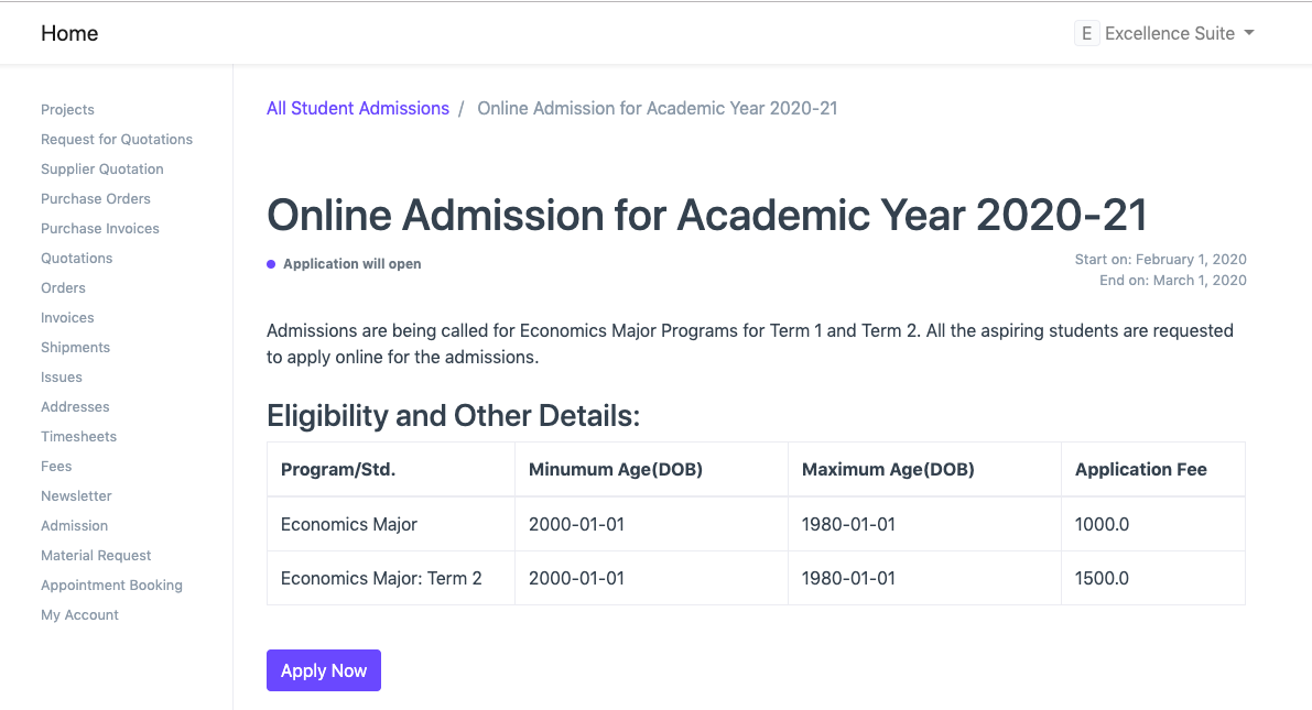 Student Admission