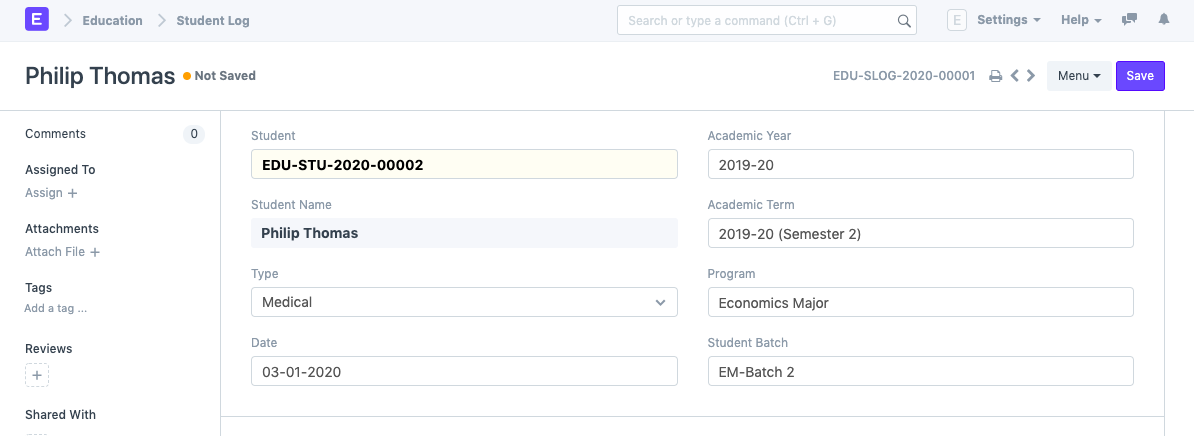 Student Log