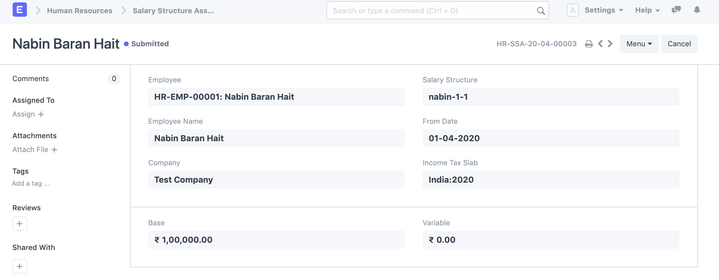 Salary Structure Assignment