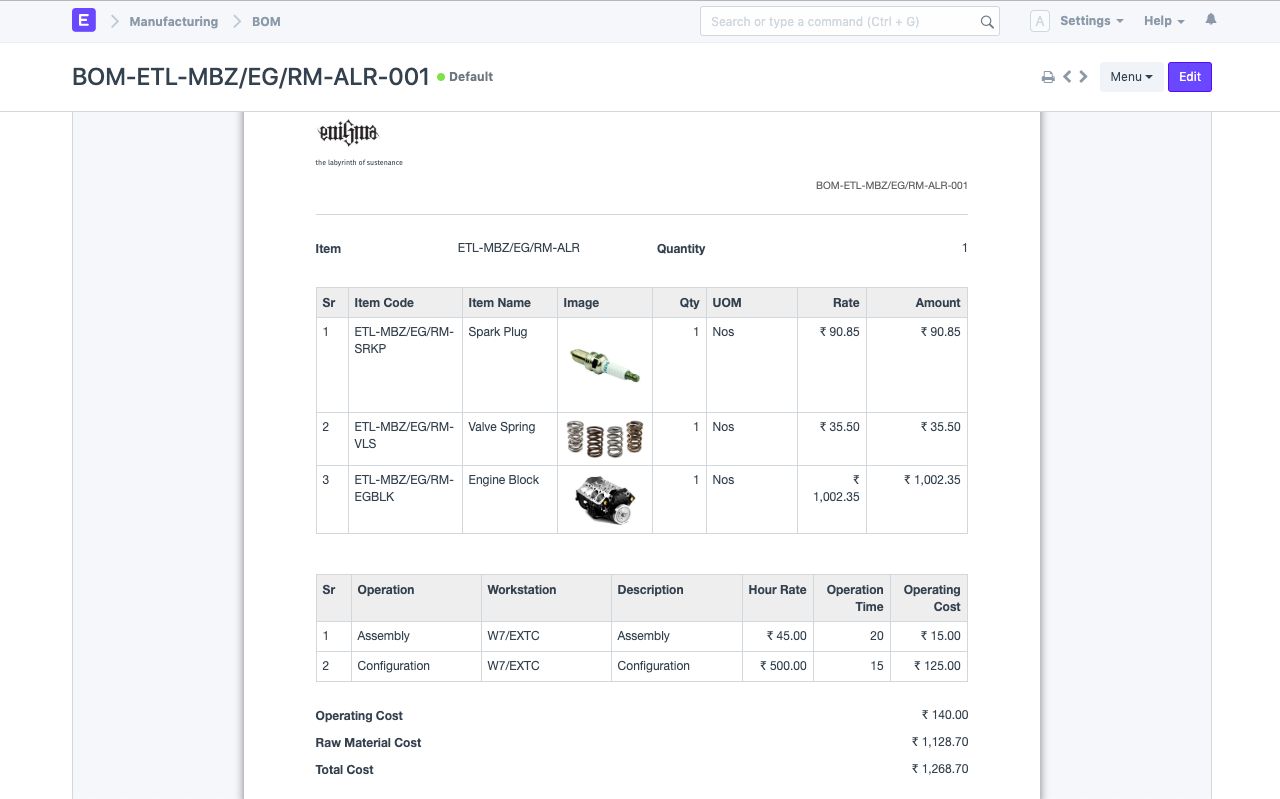 Bill Of Material (BOM)