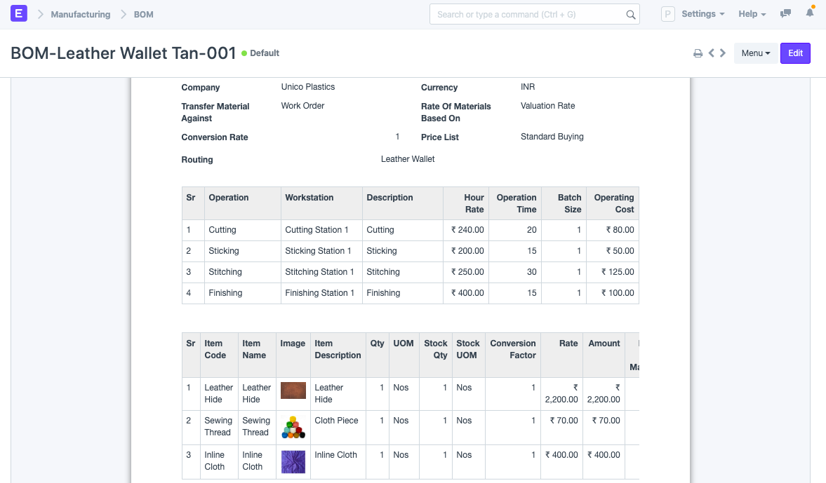 Bill Of Material (BOM)