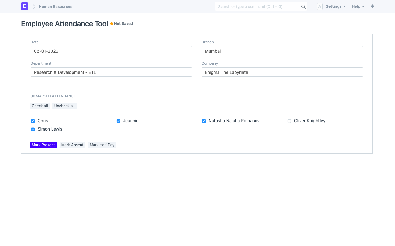 Employee Attendance Tool