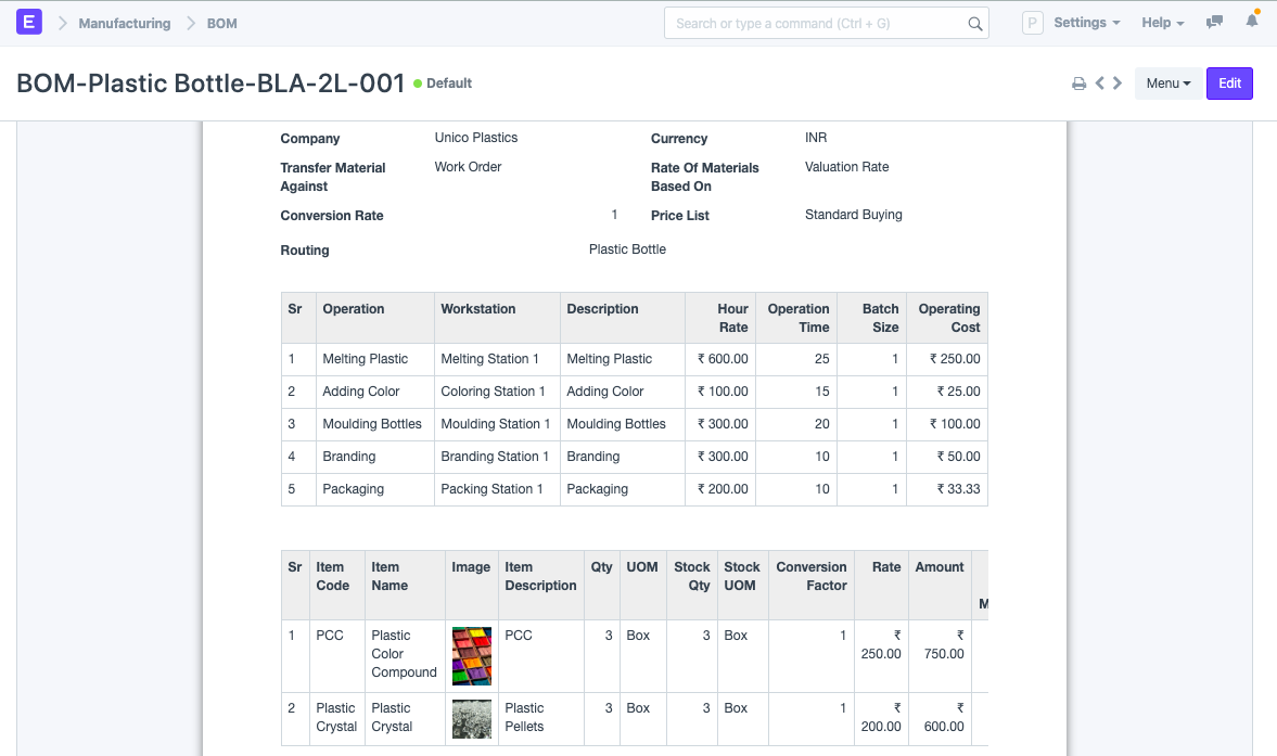 Bill Of Material (BOM)